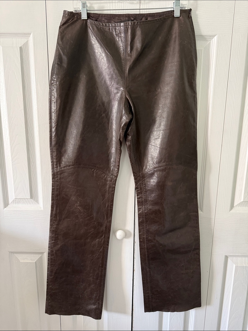 Club Monaco Dark Brown Leather Wide-Leg pants Sz 12
